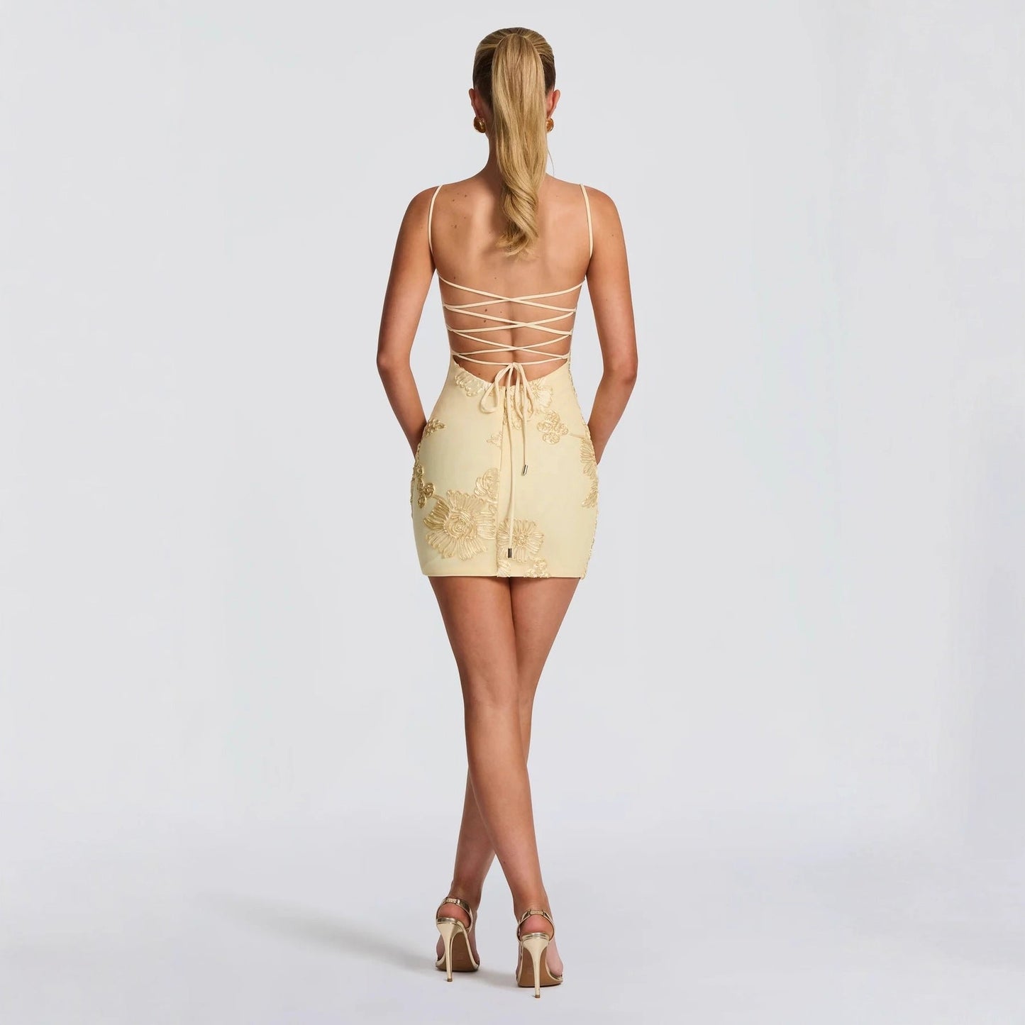 Golden Bloom Mini Dress