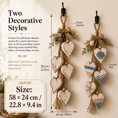 Five-Heart Hanging Wall Decor – Rustic Farmhouse & Coastal Styles & Pumpkin-themed