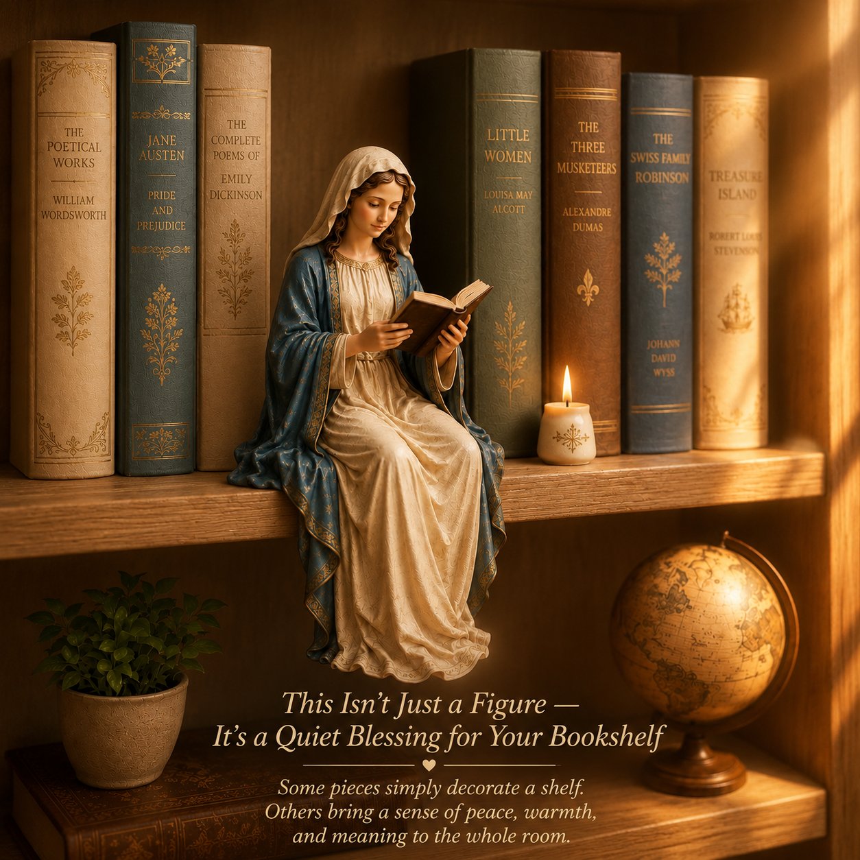 🎁Last Day 49% OFF-📚🕊️ Bring Divine Peace to Your Library. Virgin Mary Reading Figure(7*7*12cm)