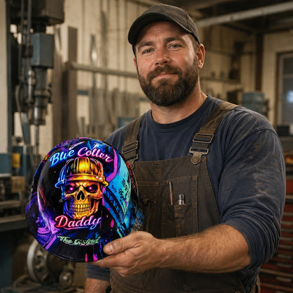 👷‍♂️Blue Collar Daddy Hydro-Dipped Hard Hat | Industrial Rigid Impact-Resistant Safety Helmet with Full-Wrap Gloss Artwork