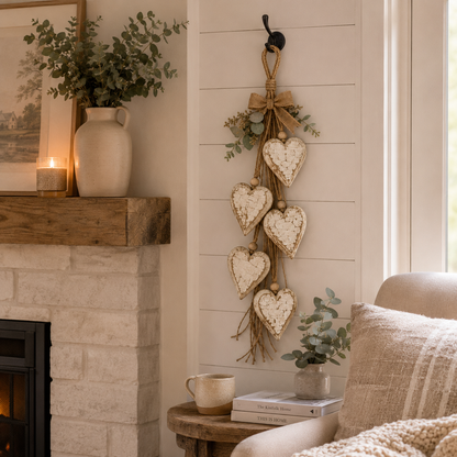 Five-Heart Hanging Wall Decor – Rustic Farmhouse & Coastal Styles & Pumpkin-themed