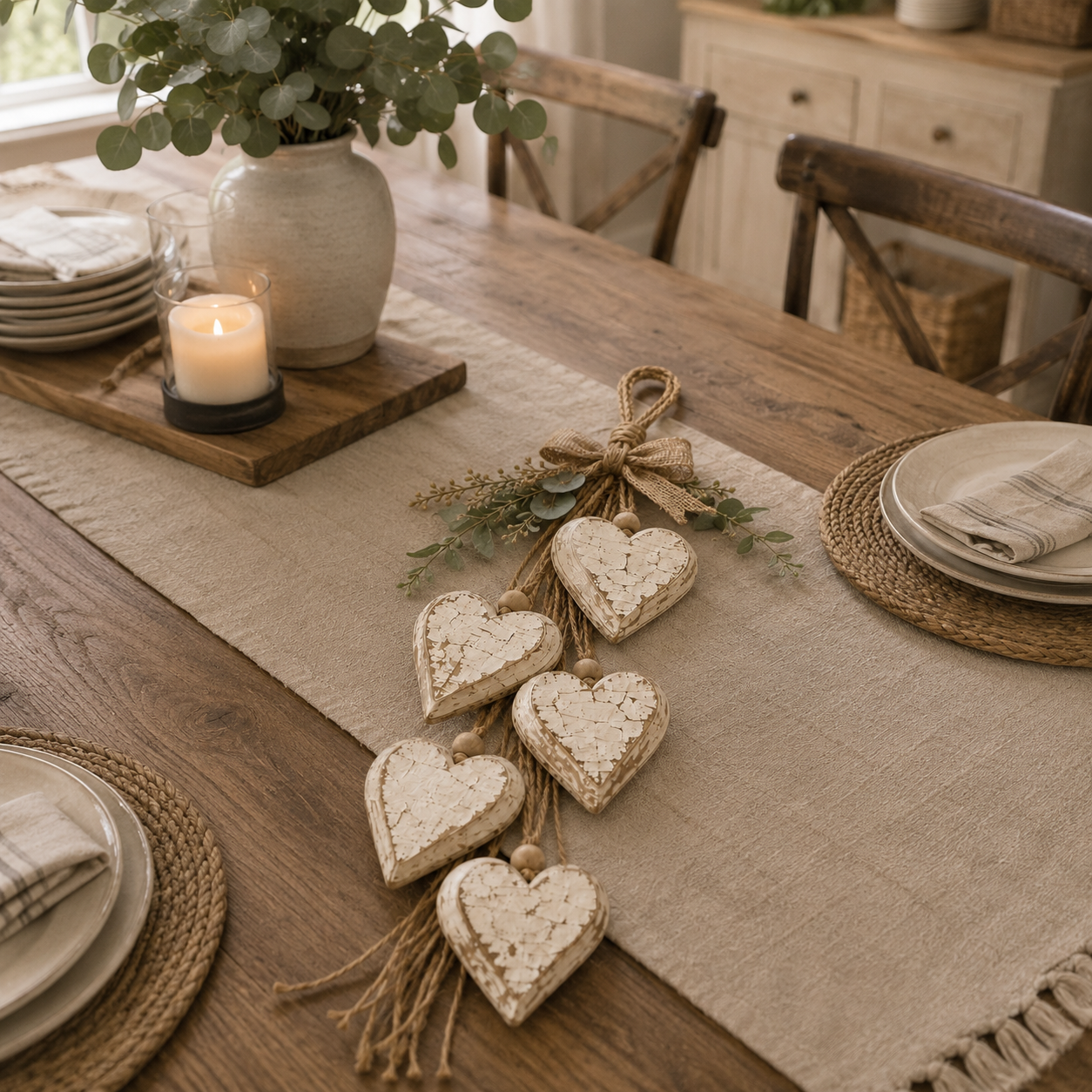 Five-Heart Hanging Wall Decor – Rustic Farmhouse & Coastal Styles & Pumpkin-themed