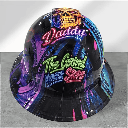 👷‍♂️Blue Collar Daddy Hydro-Dipped Hard Hat | Industrial Rigid Impact-Resistant Safety Helmet with Full-Wrap Gloss Artwork