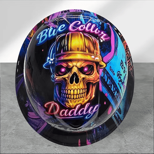 👷‍♂️Blue Collar Daddy Hydro-Dipped Hard Hat | Industrial Rigid Impact-Resistant Safety Helmet with Full-Wrap Gloss Artwork