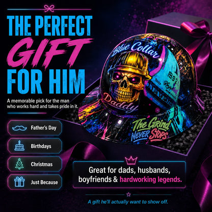 👷‍♂️Blue Collar Daddy Hydro-Dipped Hard Hat | Industrial Rigid Impact-Resistant Safety Helmet with Full-Wrap Gloss Artwork