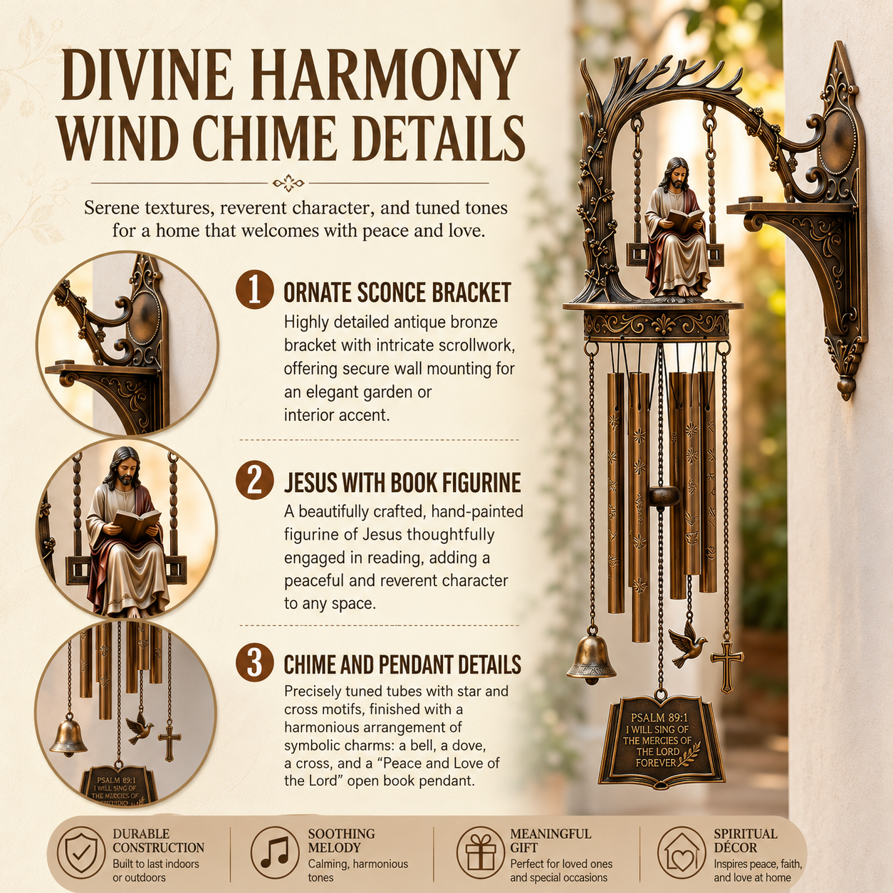 Jesus Reading Wall-Mounted Wind Chime