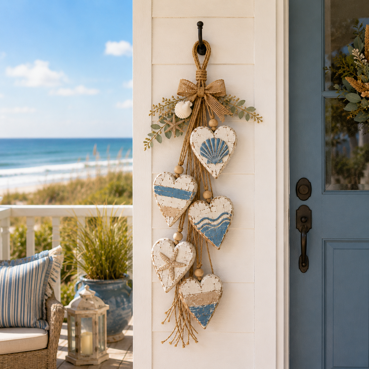 Five-Heart Hanging Wall Decor – Rustic Farmhouse & Coastal Styles & Pumpkin-themed