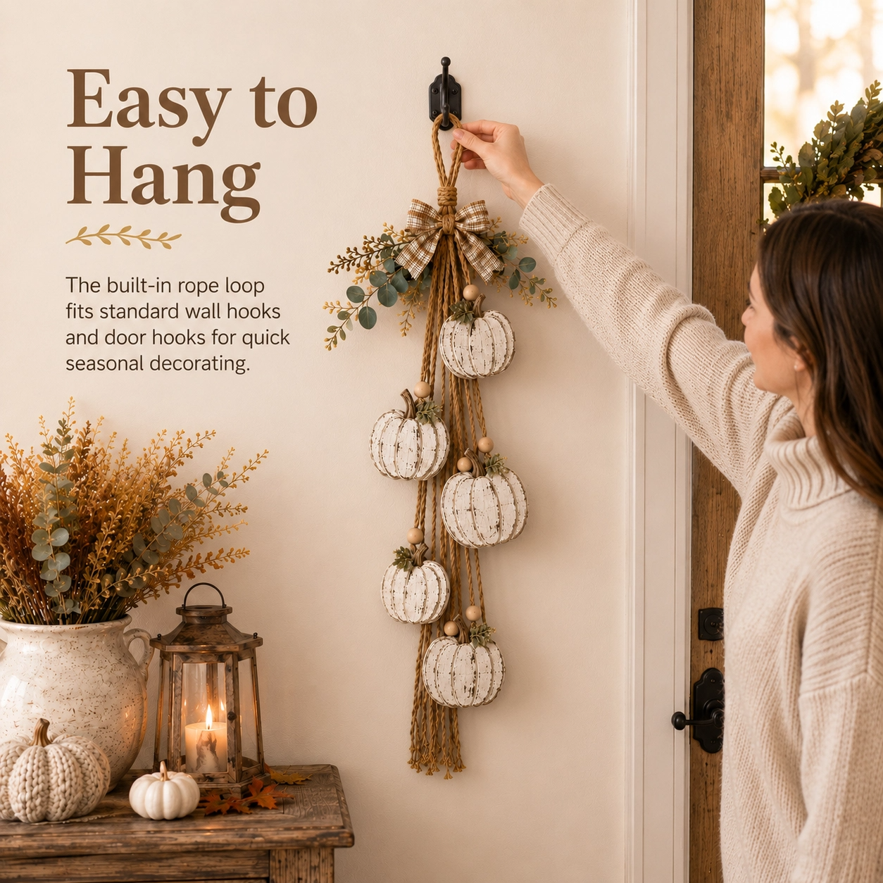 Five-Heart Hanging Wall Decor – Rustic Farmhouse & Coastal Styles & Pumpkin-themed